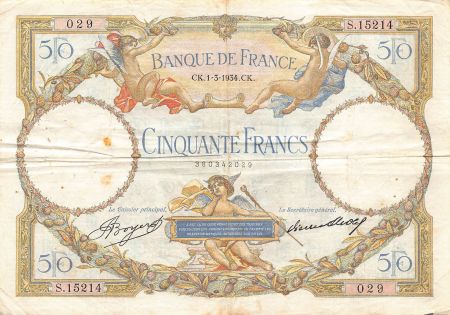 France FRANCE  LUC-OLIVIER MERSON - 50 FRANCS 01/03/1934 - TB+