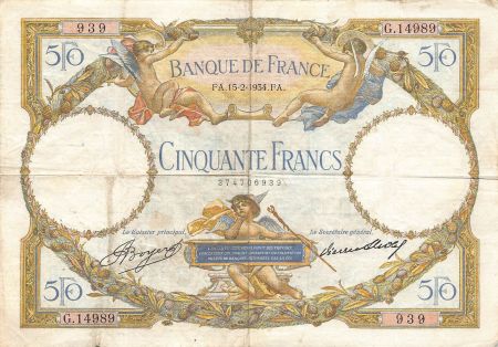 France FRANCE  LUC-OLIVIER MERSON - 50 FRANCS 15/02/1934 - PTB