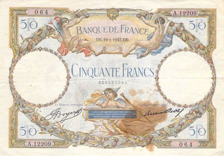 France FRANCE  LUC-OLIVIER MERSON - 50 FRANCS 19/01/1933 - TB+