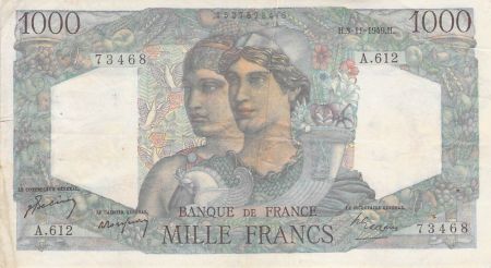 France FRANCE  MINERVE ET HERCULE - 1000 FRANCS 03/11/1949 - TB+