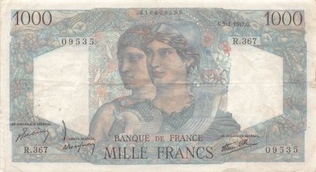 France FRANCE  MINERVE ET HERCULE - 1000 FRANCS 09/01/1947 - SERIE R.367 - PTTB