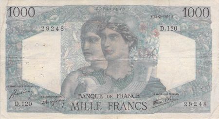 France FRANCE, MINERVE ET HERCULE - 1000 FRANCS 23/08/1945