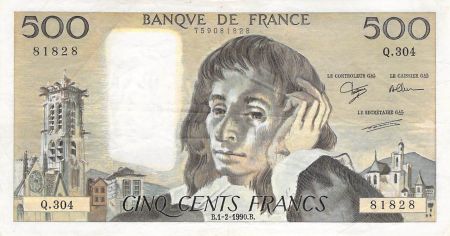 France FRANCE  PASCAL - 500 FRANCS 01/02/1990 - SÉRIE Q.304 - TTB
