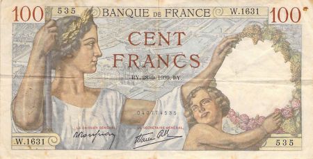 France FRANCE  SULLY - 100 FRANCS 28/09/1939 - SÉRIE W.1631 - TB+
