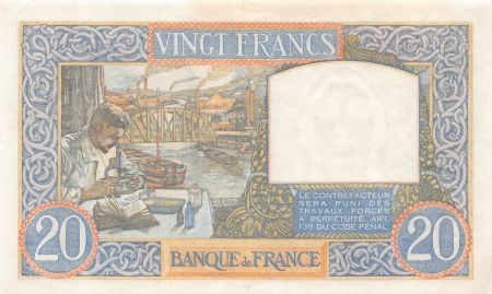 France FRANCE, TRAVAIL ET SCIENCE - 20 FRANCS 01/08/1940