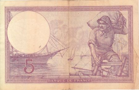 France France 5 Francs 1918 Série T.343 Violet
