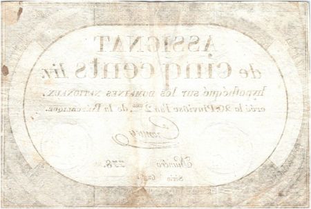 France France 500 Livres 20 Pluviose An II (8.2.1794) - Sign . Crosnier