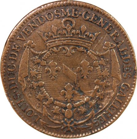 France GALERES ROYALES, LOUIS JOSEPH DE BOURBON, DUC DE VENDOME - JETON CUIVRE 1705
