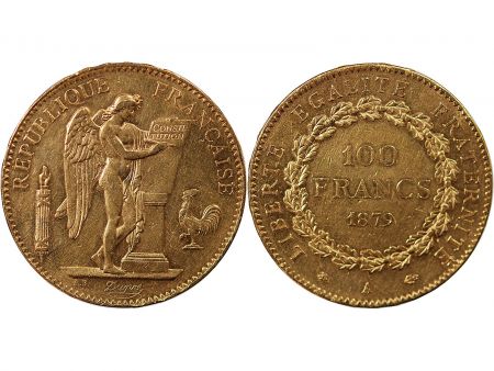 France GENIE - 100 FRANCS OR 1879 \ Dieu protège la France\ 