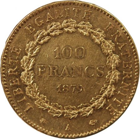 France GENIE - 100 FRANCS OR 1879 \ Dieu protège la France\ 