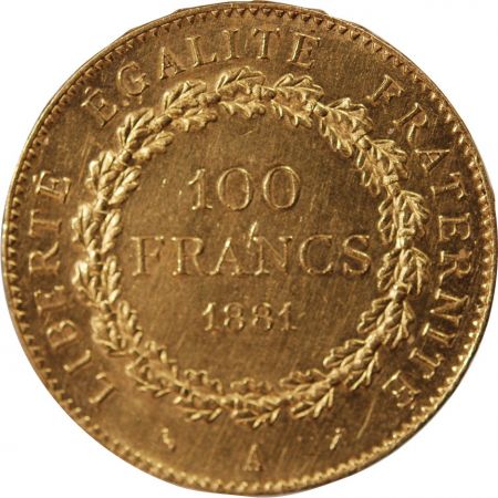 France GENIE - 100 FRANCS OR 1881 \ Dieu protège la France\ 