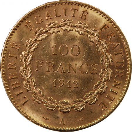 France GENIE - 100 FRANCS OR 1912 \ Liberté Egalité Fraternité\ \ 