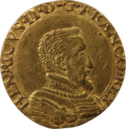 France HENRI II, BUSTE A - DOUBLE HENRI D\'OR - 1557, B ROUEN
