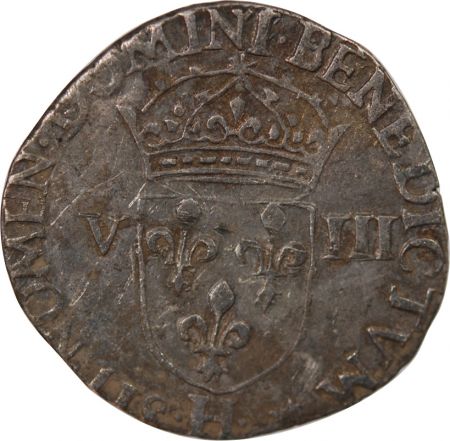 France HENRI III -  ECU, CROIX DE FACE 1579 H LA ROCHELLE