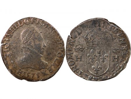 France HENRI III - TESTON AU COL GAUFRE, 4e TYPE 1575 T NANTES
