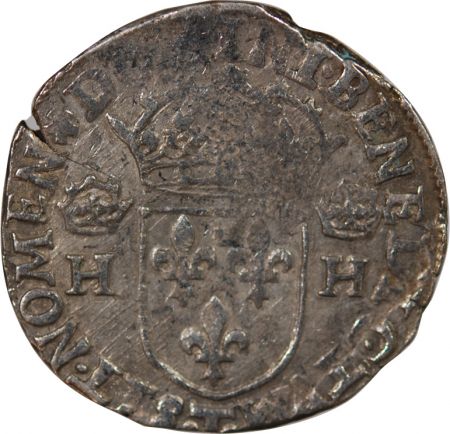 France HENRI III - TESTON AU COL GAUFRE, 4e TYPE 1575 T NANTES