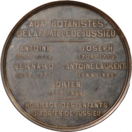France HOMMAGE AUX BOTANISTES DE LA FAMILLE JUSSIEU - MEDAILLE ARGENT E. A. OUDINE - 29 JUIN 1853