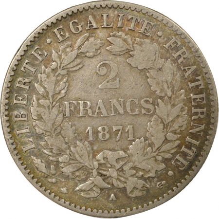 France IIIe République - 2 Francs Cérès Argent - 1871 A Paris