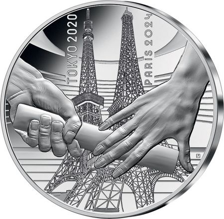 France Jeux Olympiques PARIS 2024 - 10 Euros ARGENT BE FRANCE 2021 - PASSAGE DE RELAIS TOKYO PARIS