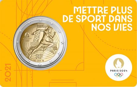 France Jeux Olympiques PARIS 2024 - 2 Euros Commémo. BU - FRANCE 2021 - Blister n°3 (Jaune)