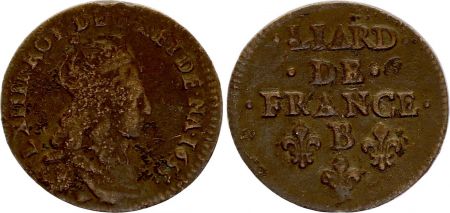 France Liard de France au buste juvénile - Louis XIV - 1655 B Pont de l\'Arche