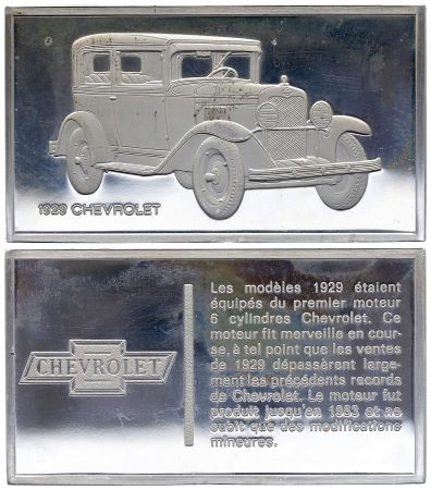 France Lingotin 2 Onces - Médaillier Franklin - Chevrolet (1929) - Argent