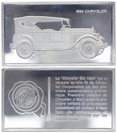France Lingotin 2 Onces - Médaillier Franklin - Chrysler Six 1924 (1924) - Argent