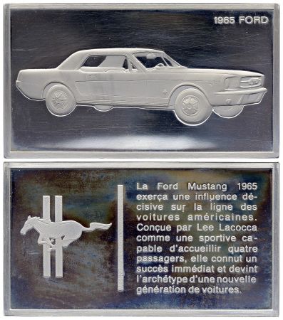 France Lingotin 2 Onces - Médaillier Franklin - Ford Mustang (1965) - Argent