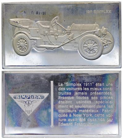France Lingotin 2 Onces - Médaillier Franklin - Simplex 1911 (1911) - Argent