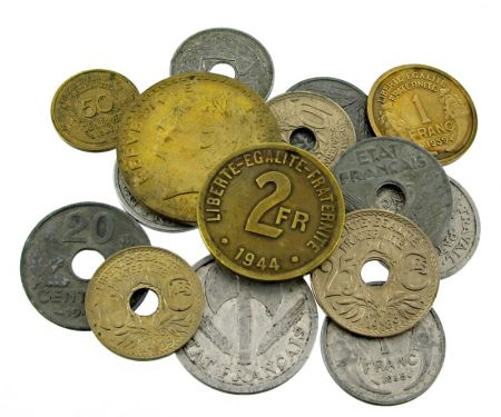 France Lot 15 pièces françaises 1939-1945