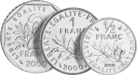 France Lot 3 pièces Semeuse 2000