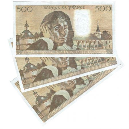 France LOT 3 X 500 Francs Pascal - années diverses 1977 à 1993