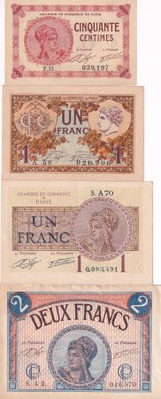 France Lot 4 Billets de Chambre de Commerce de Paris