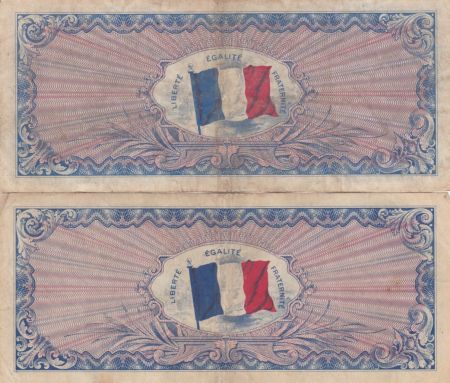 France Lot 500 Francs Drapeau  + 100 Francs Impr. américaine (Drapeau) - Série 2 - TTB