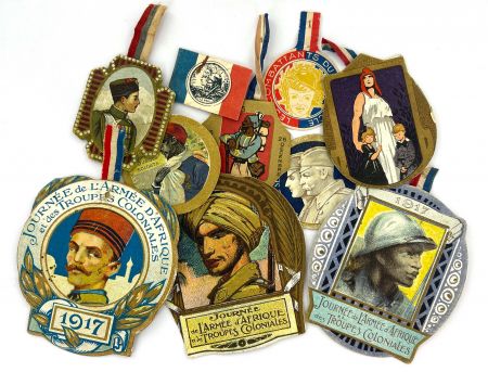 France Lot de 10 insignes des Journées dont troupes coloniales de la 1ère Guerre Mondiale