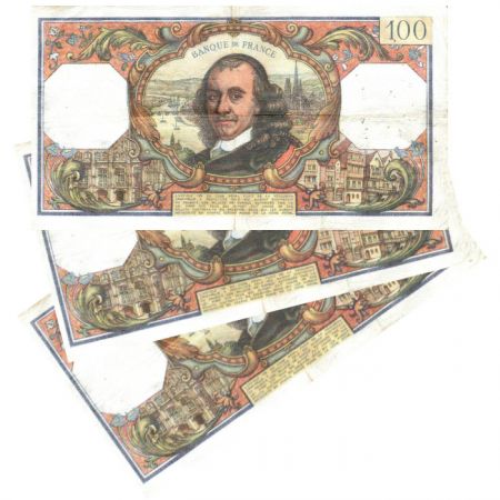 France Lot de 3 billets 100 Francs Corneille France - années 1974 à 1979