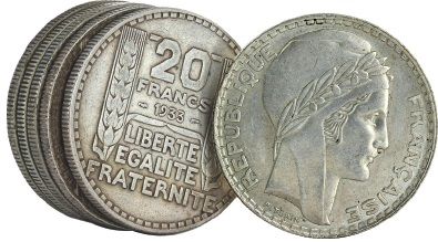 France LOT DE 6 PIÈCES 20 FRANCS TURIN FRANCE -  ARGENT