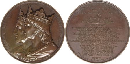 France Louis III et Carloman II  -  Série des rois de France par Caqué - 1839