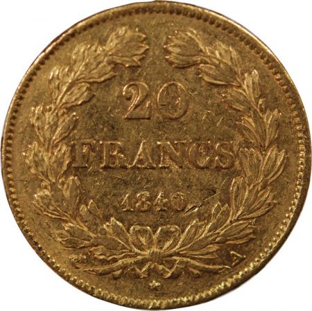 France LOUIS PHILIPPE - 20 FRANCS OR 1840 A PARIS