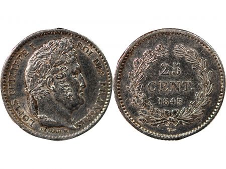 France LOUIS PHILIPPE - 25 CENTIMES ARGENT 1845 B ROUEN