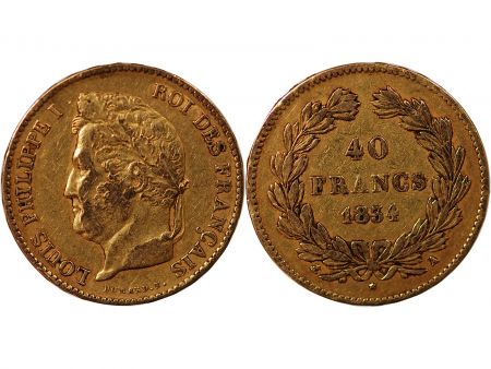 France LOUIS PHILIPPE - 40 FRANCS OR 1834 A PARIS