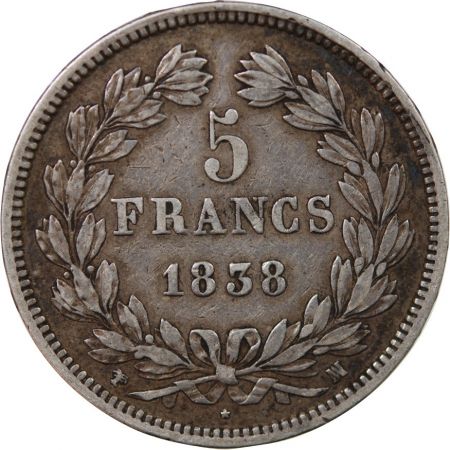 France LOUIS PHILIPPE - 5 FRANCS ARGENT 1838 MA MARSEILLE