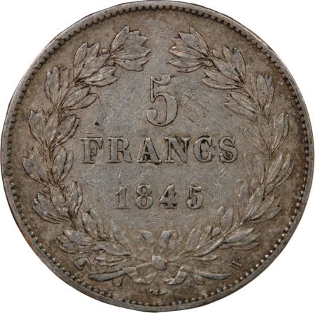France LOUIS PHILIPPE - 5 FRANCS ARGENT 1845 W LILLE