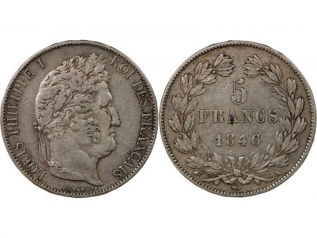 France LOUIS PHILIPPE - 5 FRANCS ARGENT 1846 A PARIS