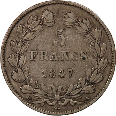 France LOUIS PHILIPPE - 5 FRANCS ARGENT 1847 A PARIS