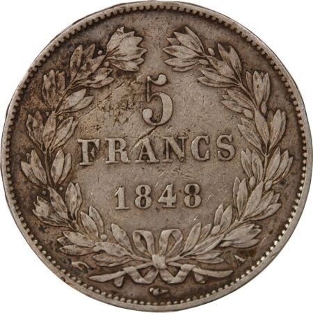France LOUIS PHILIPPE - 5 FRANCS ARGENT 1848 A PARIS
