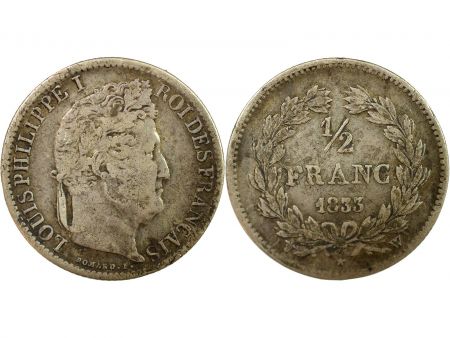 France Louis-Philippe Ier - 1/2 Franc Argent 1833 W Lille