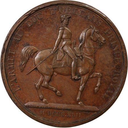 France LOUIS-PHILIPPE Ier - JETON CUIVRE 1842 - L\'ARMÉE AU DUC D\'ORLEANS