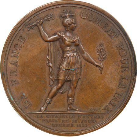 France LOUIS-PHILIPPE Ier  PRISE D\'ANVERS - MÉDAILLE BRONZE 1832