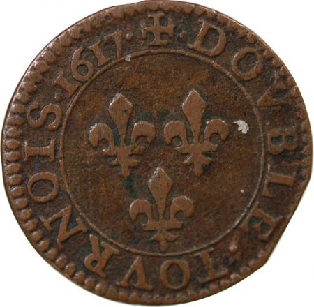 France LOUIS XIII - DOUBLE TOURNOIS 1617 A PARIS, MOULIN DU LOUVRE